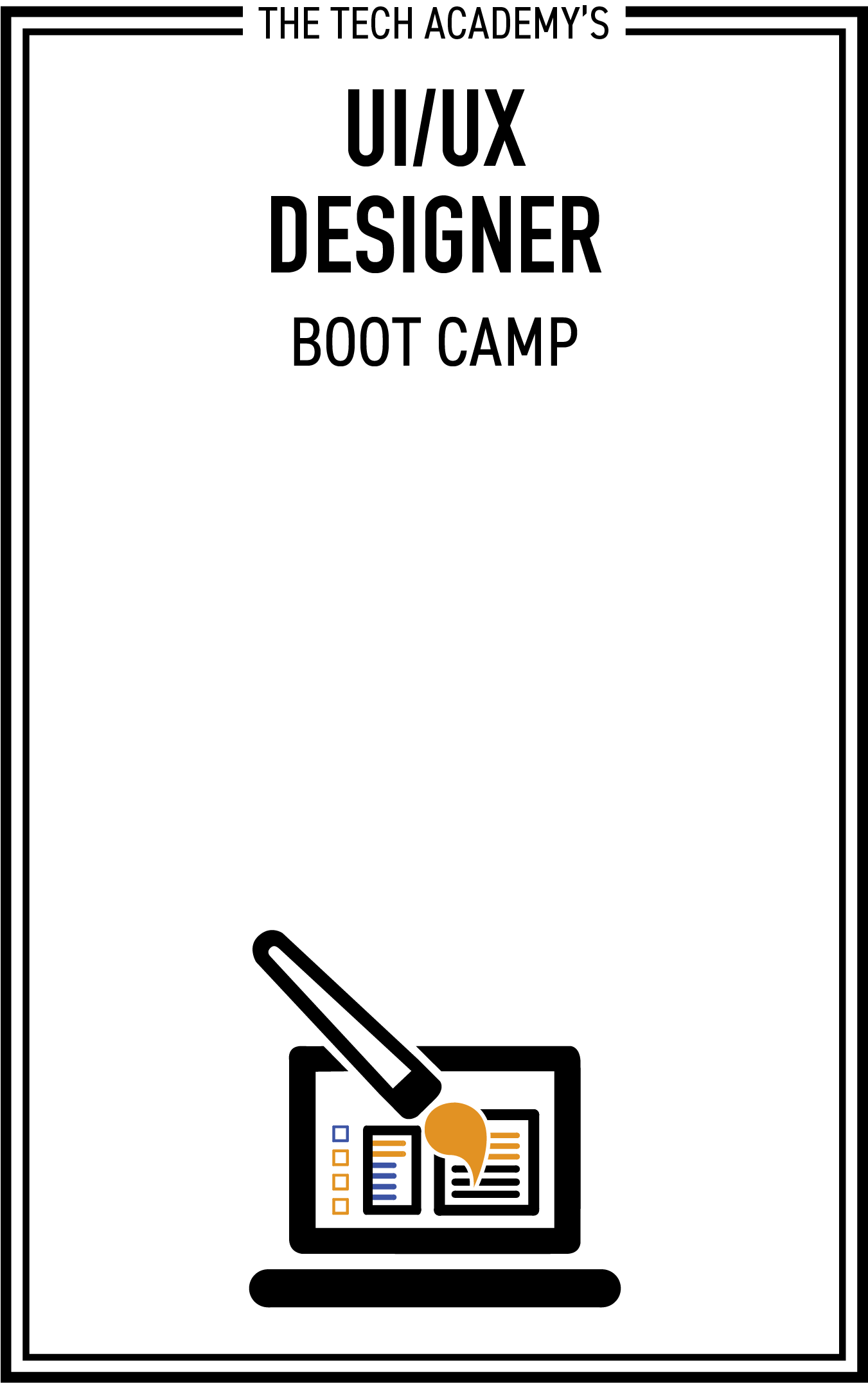 The Tech Academy Designer Boot Camp logo for online, Portland, Oregon and Salt Lake City, Utah